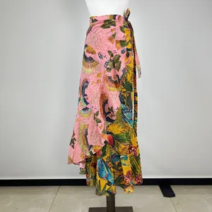 NWOT Farm Rio Cotton Floral Midi Wrap Skirt Pink and Yellow Size M thumbnail 2