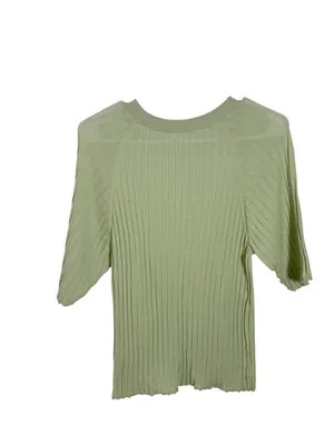 Free People Crewneck Ribbed Sweater Top Sugared Mint Green Large thumbnail 4