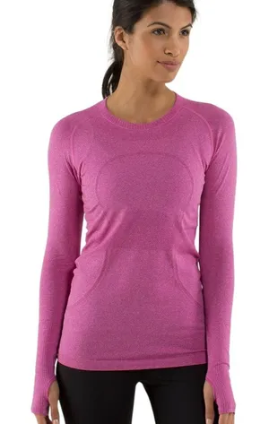 Lululemon Swiftly Tech Long Sleeve Crew 6 ORIGINAL Fit Heathered Raspberry Pink thumbnail 1