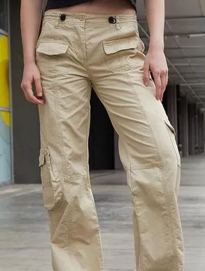 Brandy Melville Women's Cream and Tan Trousers thumbnail 1