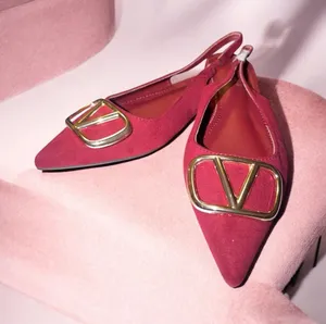 Berness Claudean Pointed Toe Slingback Flats in rich burgundy red suede finish thumbnail 1