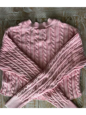 💝Aerie Pink Cable Knit Cropped Sweater💝 ~XS thumbnail 5