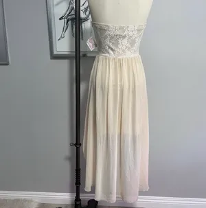 Formal Fairy Prom High Low Y2K Vintage USA Made Lace High-Low Dress Size Large Ivory Romantic Princess thumbnail 2