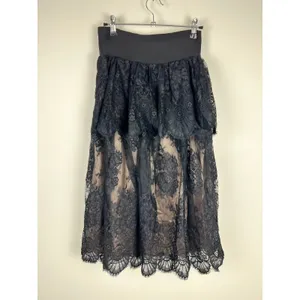 Black Lace Layered Peplum Midi Skirt Whimsygoth Gothic Romance XS thumbnail 3