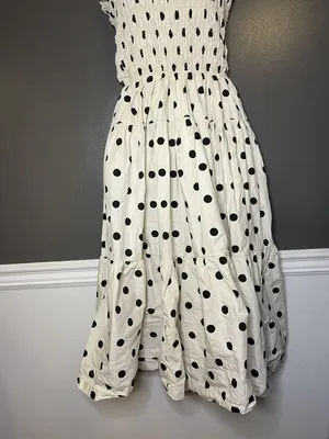 En Saison Dress Womens Medium White Polka Dot Smocked Tiered Maxi Sundress thumbnail 4