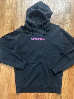 Nine Seven LoverBoy Black Hoodie with Pink Logo and Heart Medium thumbnail 2