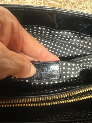kate spade Black Patent Satchel with Embossed Circle Pattern thumbnail 10