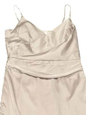 Chi Chi Minka Satin Slip Dress Long Bias Cut Blush Champagne Color Uk 14 thumbnail 5