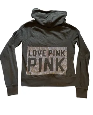 Vintage VS Pink Black Bling Hoodie thumbnail 1