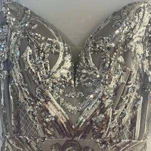 Amelia Couture style no. 62079114 (size 2) silver detailed prom dress thumbnail 4