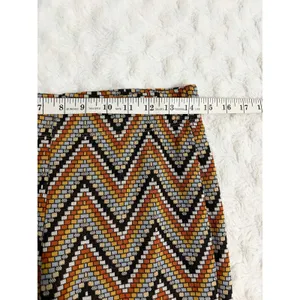 Industry Orange Chevron Print Knit Retro 70s Pull On Flare Boho Pants M thumbnail 5