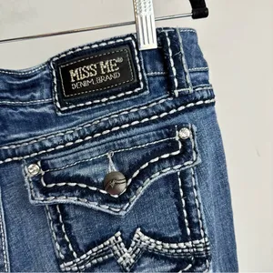 Miss Me Irene Bootcut Jeans Sz 31 Womens Distressed Faded Stitch Denim thumbnail 11