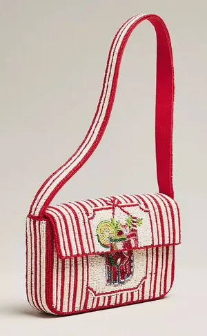 Anthropologie The Fiona Beaded Bag: Food & Drink Edition -Stripe Cocktail thumbnail 1