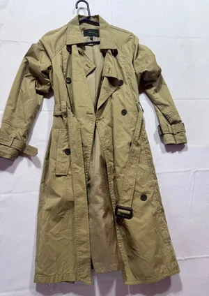 Kai-aakmann Womens Khaki Tan Pleated Back Belted Trench Coat Size S KHCCT003E1 thumbnail 1