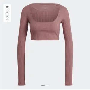 NWT Adidas Studio Lounge Ribbed Cropped Long Sleeve Tee Pink Mauve- Size Medium thumbnail 3