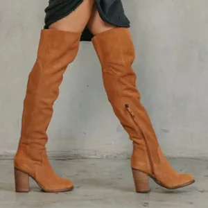 Kelsi Dagger Brooklyn Logan over-the-knee boot in brown chestnut suede Sz 6.5 thumbnail 1