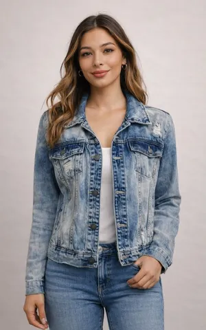 size medium acid wash‎ jeans jacket XL thumbnail 1