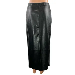 Zara Women's Black Leather High Waisted Fitted Maxi Straight Pencil Skirt Size S thumbnail 3