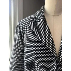 WHBM Black White Polka Dot Blazer Women's 12/14 Cotton Cropped Notch Lapel thumbnail 5