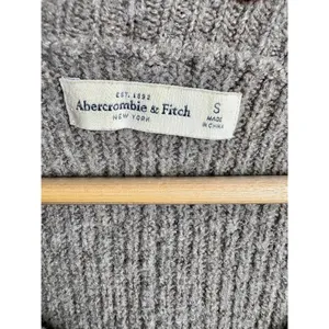 Abercrombie & Fitch Green Wool Knit Zip Up Pullover Scoop Neck Sweater Size S thumbnail 3