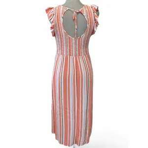 A New Day Midi vertical stripe sleeveless midi smocked dress medium flutter thumbnail 2