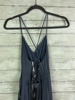Lulus In Love Forever Granite Blue Lace-Up High-Low Maxi Dress Size Small thumbnail 4