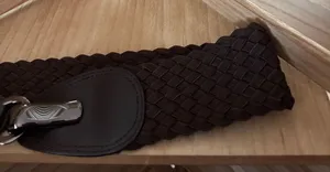 Braided Ladies Stretch Belt with Silver Buckle - Brown NWOT thumbnail 1
