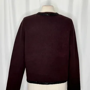 ZARA Wool Beaded Cardigan Sweater Knitwear Embellished Cropped Solid X-Large thumbnail 9