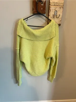 Free People Marlie Pullover Sweater — Acid Lime thumbnail 3