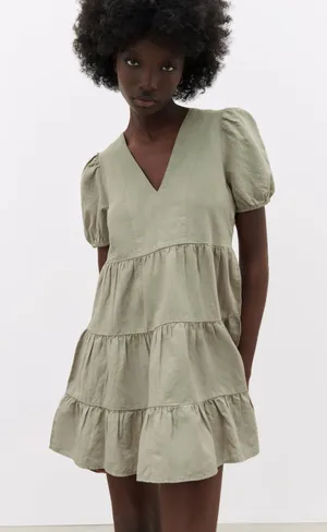 Zara Linen Blend Tiered Dress thumbnail 2