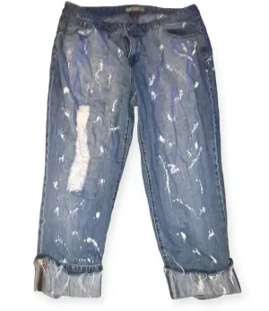 Angel kiss splattered Y2k cropped denim thumbnail 1