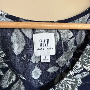 Gap Maternity Floral Midi Dress S Navy Blue Women Rayon Long Sleeve thumbnail 5