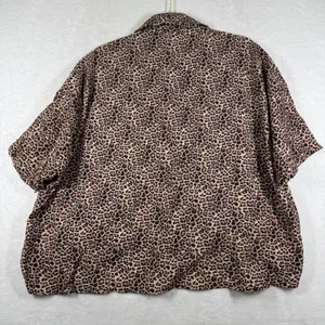 Anthropologie Leopard Print Oversized High-Low V-Neck Top OB1982790 Tan‎ XS thumbnail 7