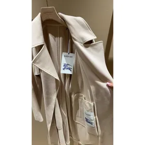 Burberry 100% Cashmere Trench Coat Candle Beige Wrap Belted 80979761006 US 6 NEW thumbnail 4