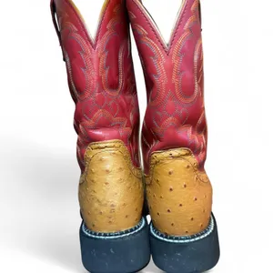 Justin Boots Gypsy L9911 Women’s 7 Western Cowboy Boots Ostrich Print Red Leather thumbnail 7