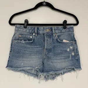 NWT Button Fly Distressed Women's Denim Jean Shorts The Free People 25 Festival thumbnail 2