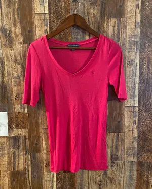 Polo Ralph Lauren V-neck t-shirt pink size medium thumbnail 1