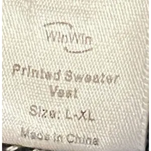 Win Win Women's Printed Long Sweater Vest Black Cream‎ Size L/XL thumbnail 3