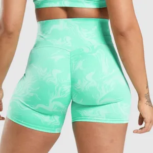 Gymshark Power High Rise Shorts Bright Turquoise Print Size: S thumbnail 2
