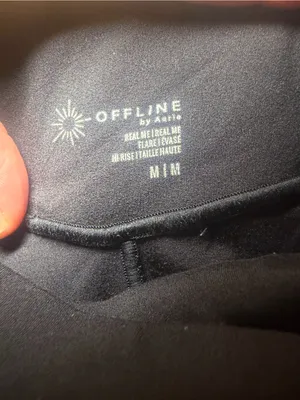Offline x Aerie Real Me High Rise Flare Crossover Leggings Black Medium thumbnail 4