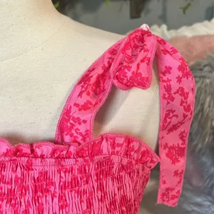 Tube Dress Tiered Form Fitting Pink Floral thumbnail 5