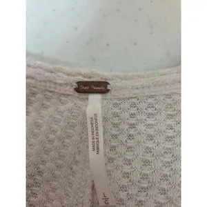 Free People Women’s Large Cream Waffle Knit Long Sleeve Tunic Pullover Top thumbnail 4