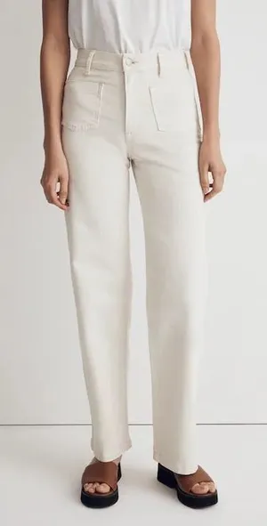 Madewell Perfect Vintage Wide Leg Jeans Size 32 Tall White Canvas High‎ Rise thumbnail 1