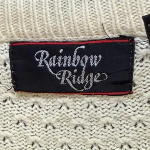 Vintage Rainbow Ridge Fair Isle Nordic Knit Sweater M Cream Black Cozy Chunky thumbnail 8