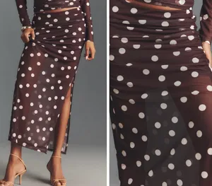 Anthropologie Maeve Polka Dot Print Mesh Side-Slit Maxi Skirt, Size XL thumbnail 2