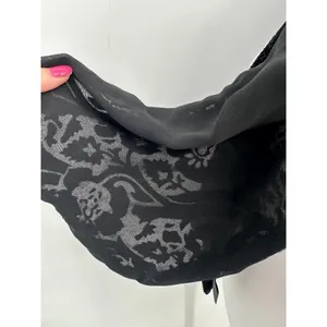 Ac Cents Black Velvet Burnout Scarf Wrap‎ Silk Blend Whimsigoth Boho 9" x 58" thumbnail 3