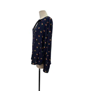 Anthropologie Kendra Dandy Dreamer Buttondown Top Blouse Pineapple Navy Blue‎ 12 thumbnail 7
