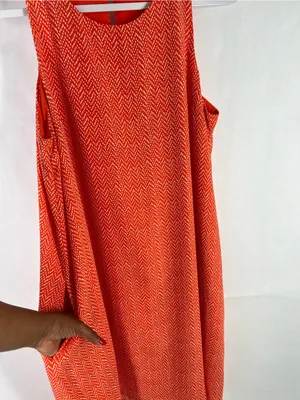 Gap Orange Print Swing Tank Dress Size M‎ Sleeveless Pockets thumbnail 5