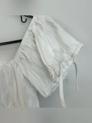 Kimchi Blue White Pleated Short Sleeve Bow Back Babydall Mini Dress Size XS thumbnail 8