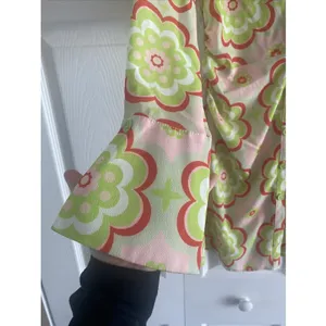 ASOS Floral Ruched Mini Shirt Dress Womens 4 Pink Green Retro‎ 70s Y2K Crepe thumbnail 4